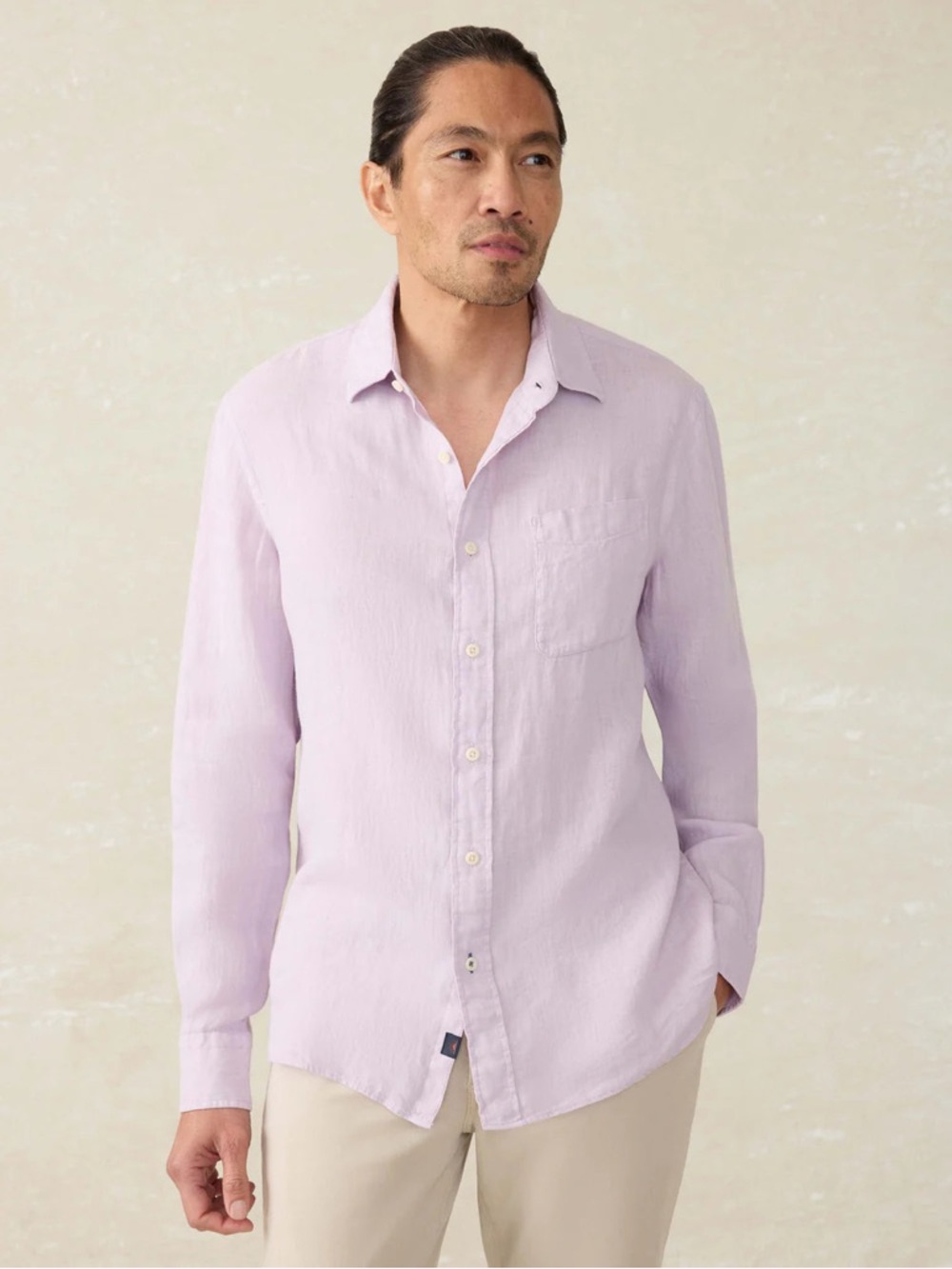 NWT Faherty Reserve Laguna Linen Shirt Wisteria Purple‎ Button Up Long Sleeve